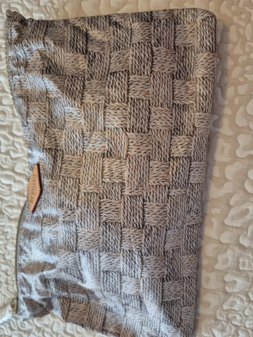 MZ Wallace Jute Pattern Nylon  Pouch - Beige New